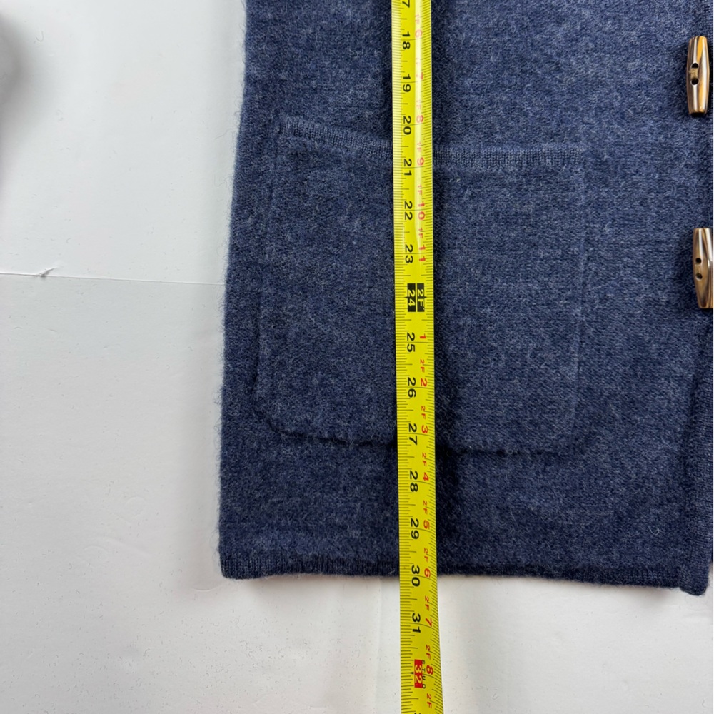 Karen Scott Blue Wool hooded coatigan with toggle buttons - Picture 7 of 7
